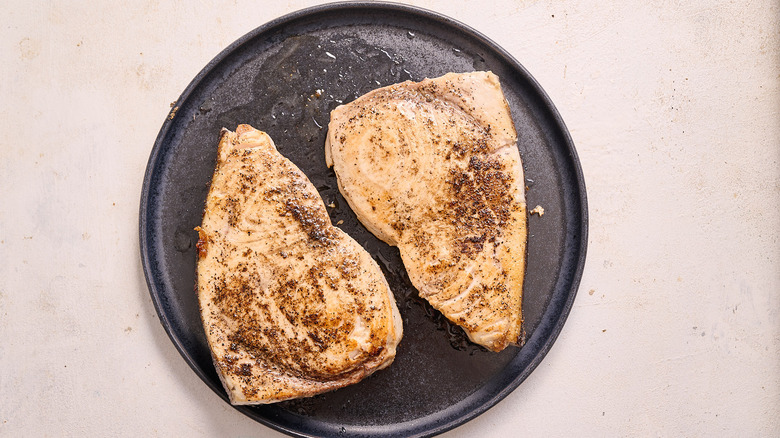 cooked swordfish on a plate