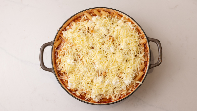 ziti pasta ready for baking