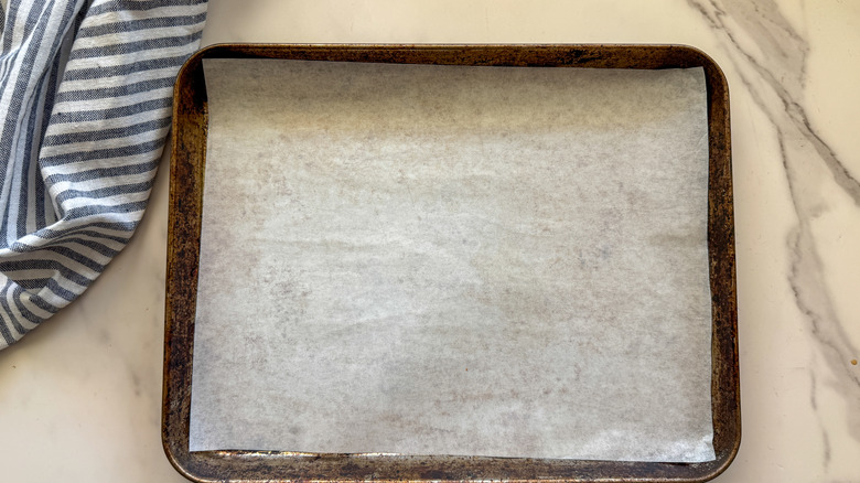 lined baking sheet