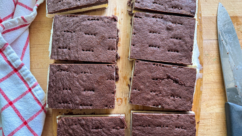 sliced sandwiches on board