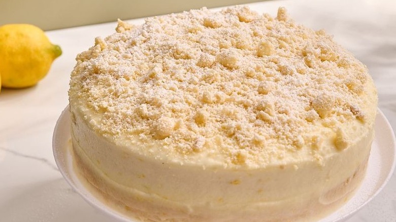 Italian lemon cake on cake stand