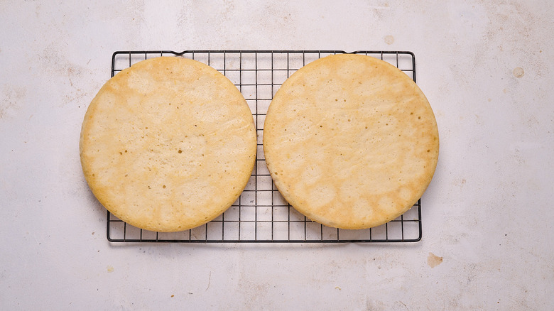 cooling cakes on a rack