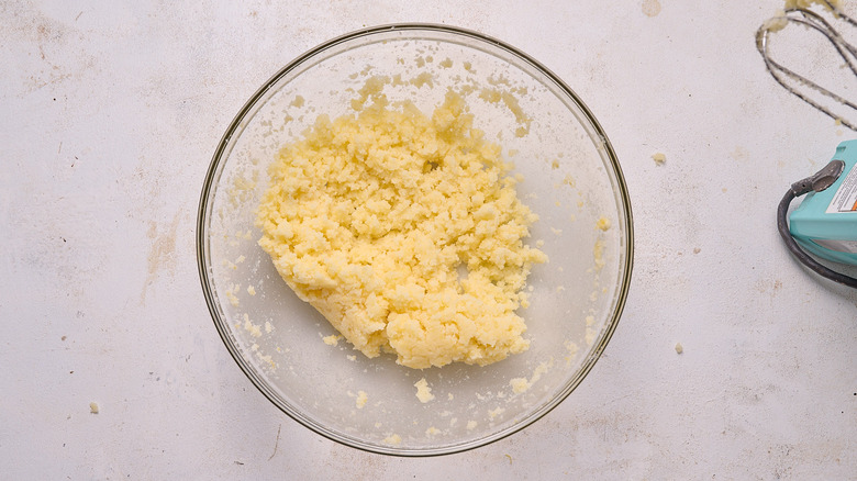 creaming butter and sugar together in a bowl
