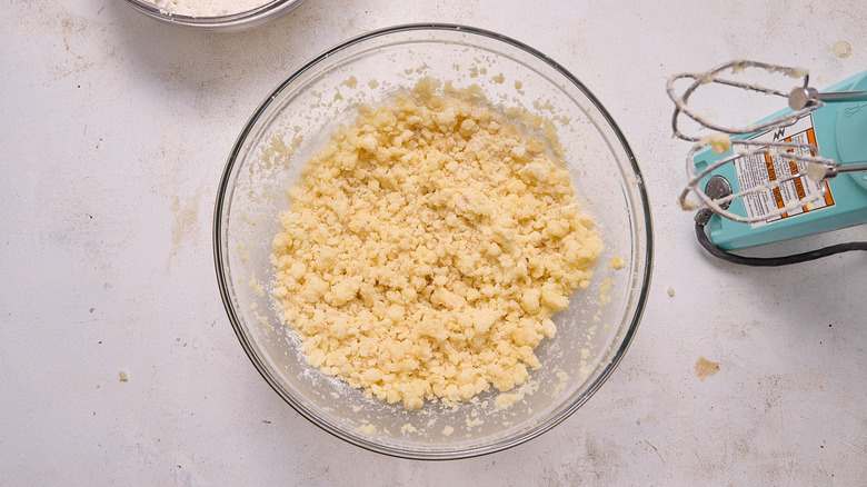 sugar combined with flour in a bowl