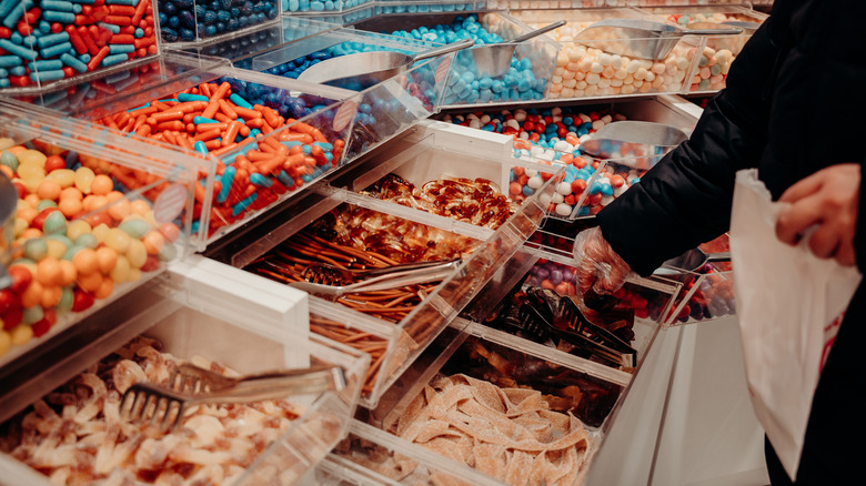 Assorted candies at store