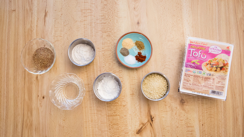 popcorn tofu ingredients on table