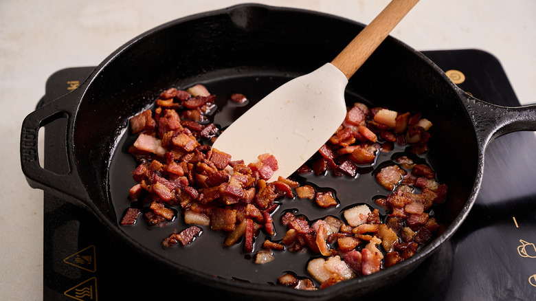 crispy bacon in skillet