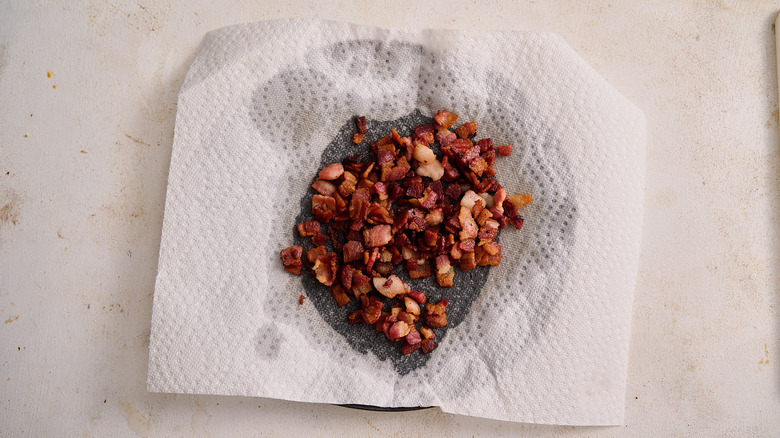 bacon bits on paper towels