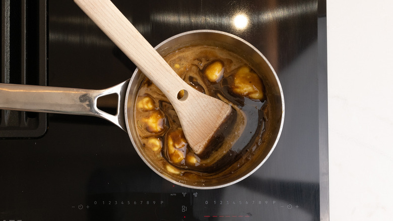 sticky toffee sauce on hob