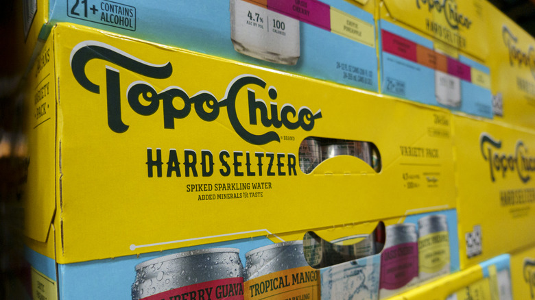 Topo Chico's Hard Seltzer cases with multiple flavors