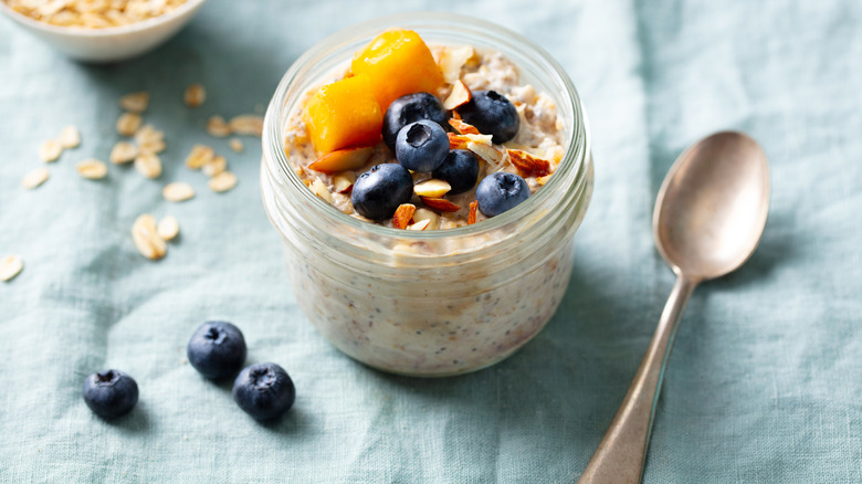 Small jar of homemade overnight oats