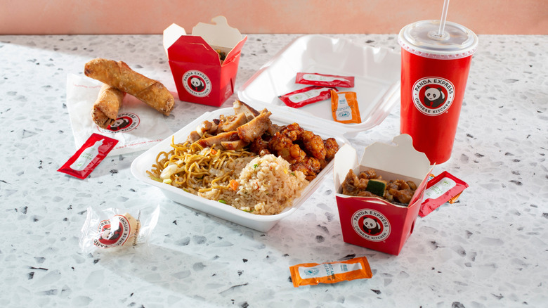 Panda Express combo meal with rice noodles and orange chicken
