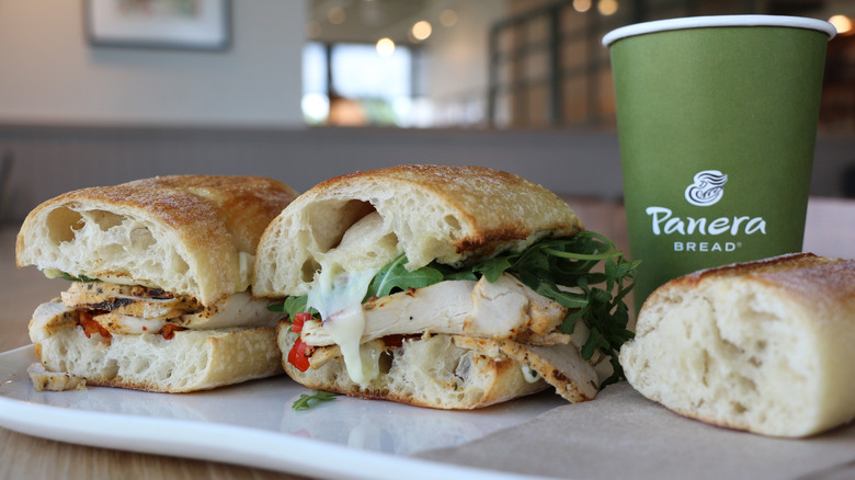 sandwiches and coffee at Panera