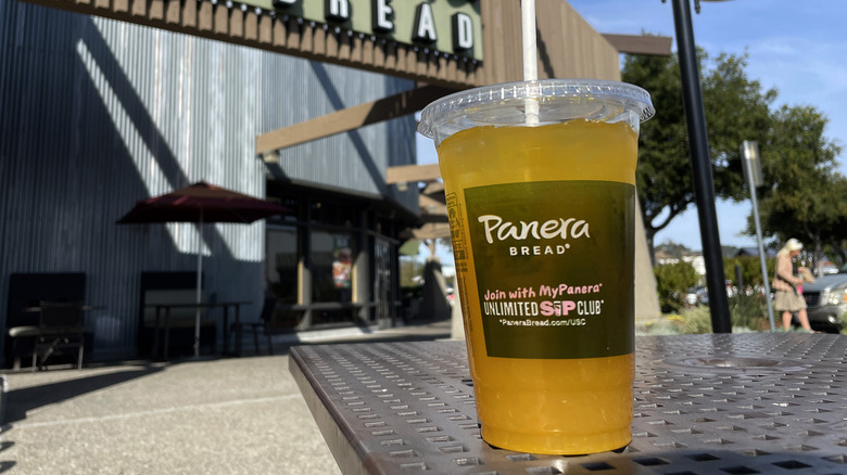 Panera lemonade on outdoor table
