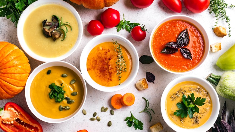 Bowls of seasonal soups