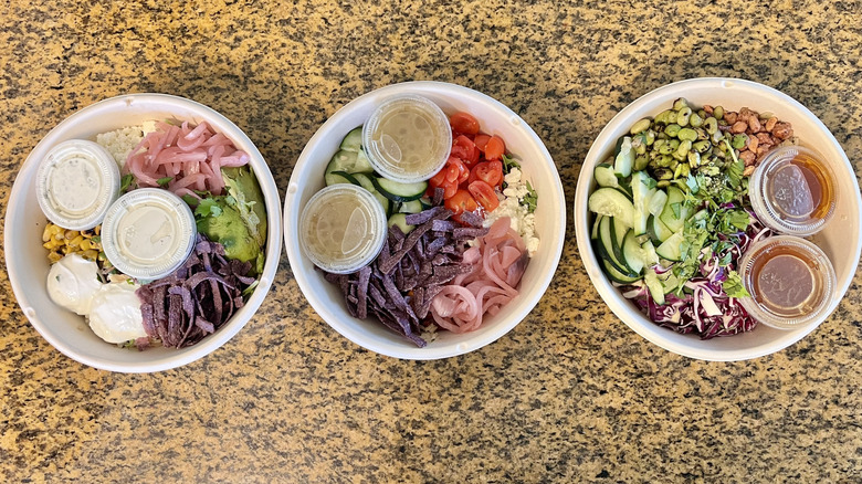 Top view of Panera Market Bowls on a counter