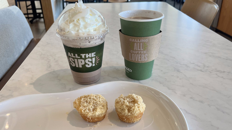 Three new Panera holiday menu items on a tabletop