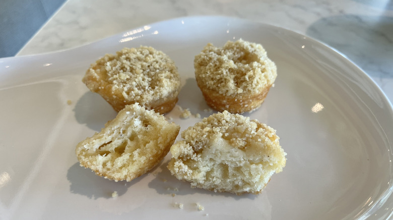 Three Crème Brûlée Bites on a plate at Panera
