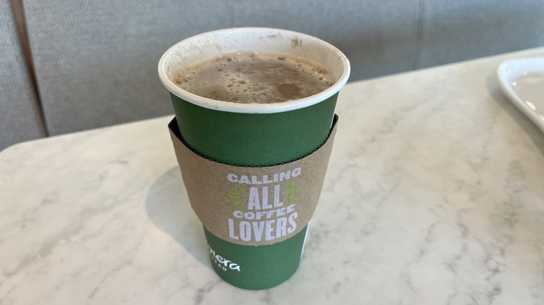 Panera's Signature Hot Chocolate without a lid