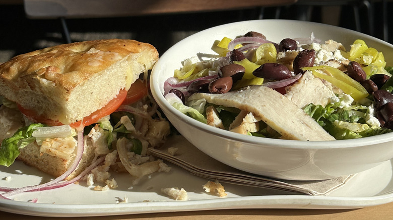 Sandwich and salad at Panera Bread