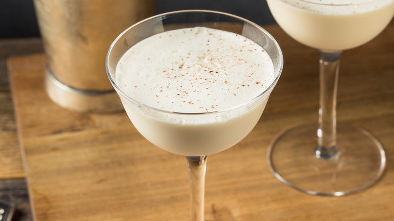 close up of milk cocktail in a glass