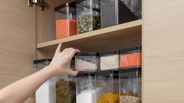 A slightly disorganized pantry