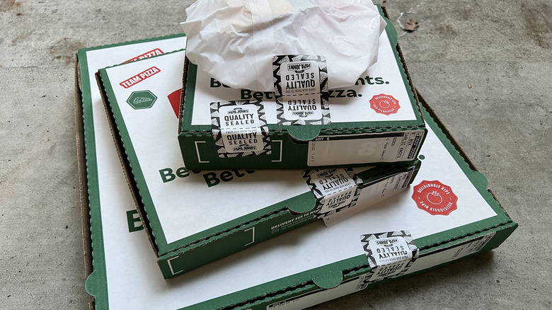 boxes of papa johns food