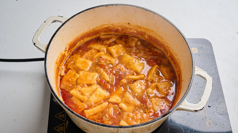 boiled dumplings in a pot