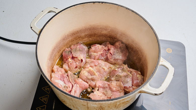 seasoned chicken in a pot