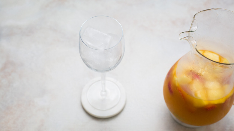 sangria and wine glass on table