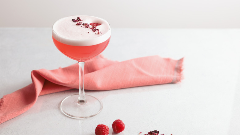 Clover Club cocktail in coupe glass