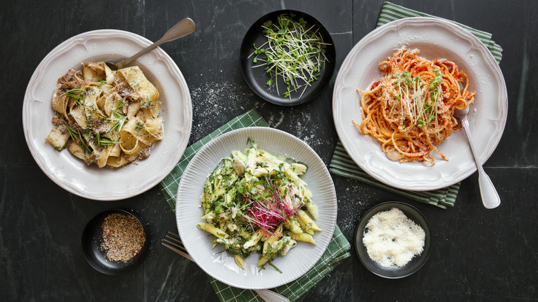 Various types of pasta dishes