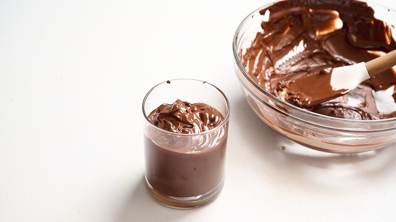 chocolate filling a small glass