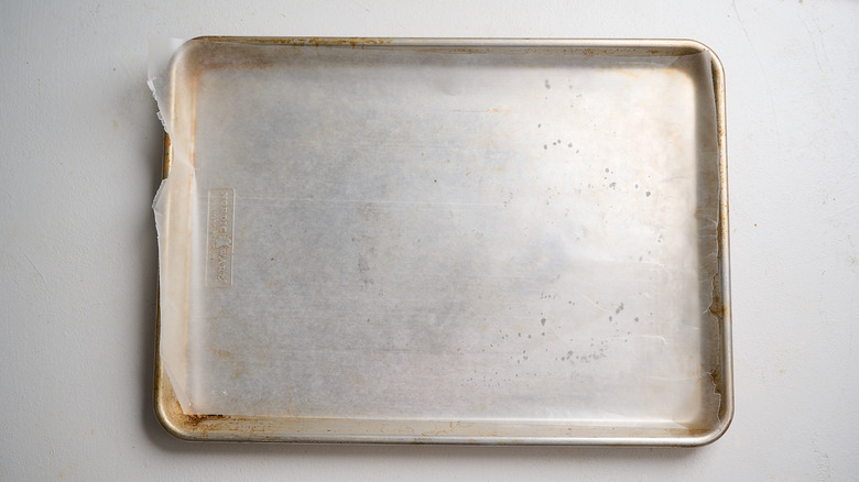 baking sheet with wax paper