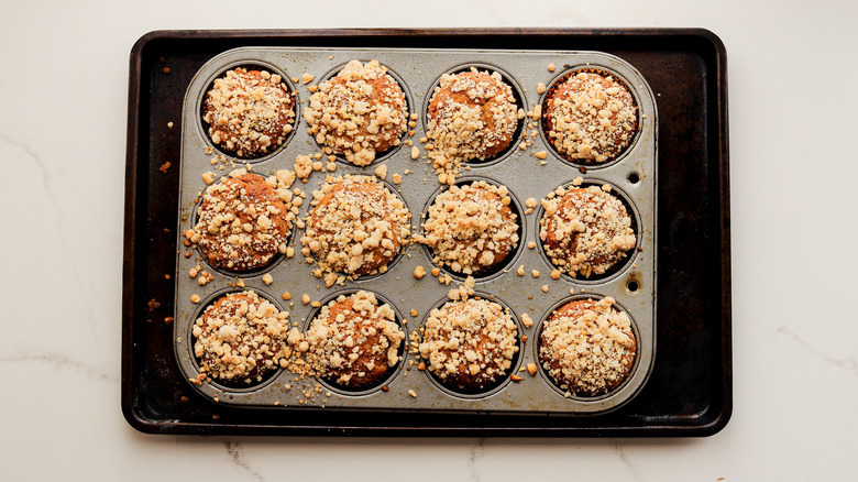 Baked muffins out of oven
