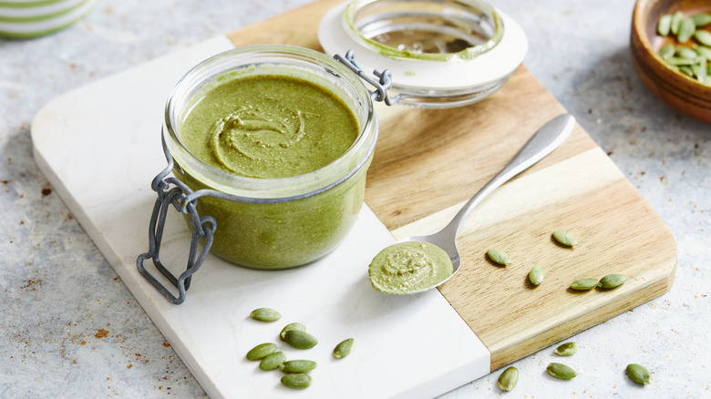 jar of pumpkin seed butter