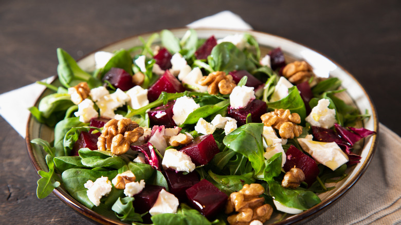 Beet salad with goat cheese and walnuts