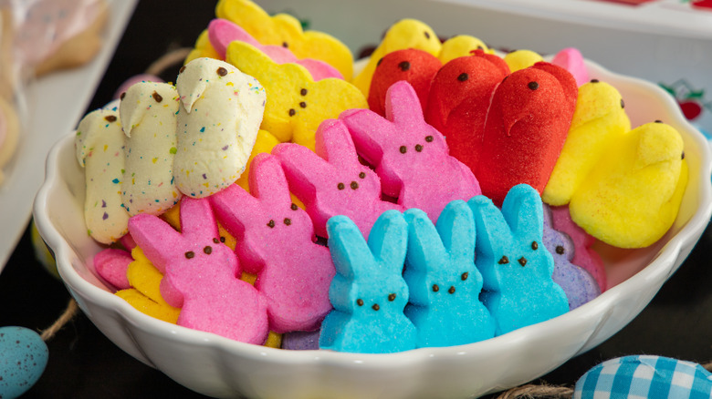 Peeps Marshmallow Chicks and Bunnies in a bowl