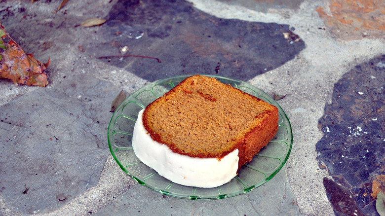Iced Pumpkin Bread on a plate