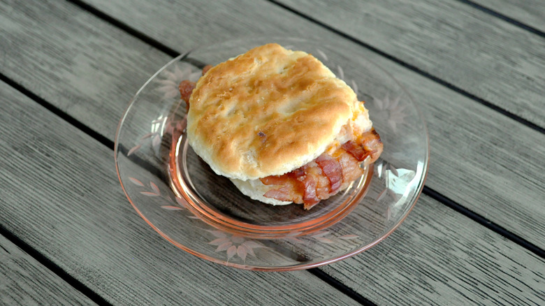 Mini Bacon Biscuit Bite on a plate