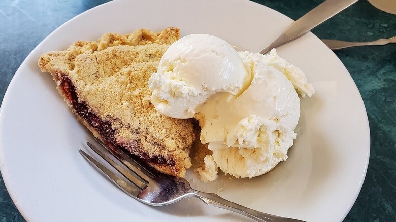 a piece of pie with ice cream from Katie's Amish Kitchen