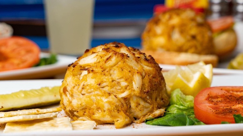 A crab cake on a plate from Koco's Pub