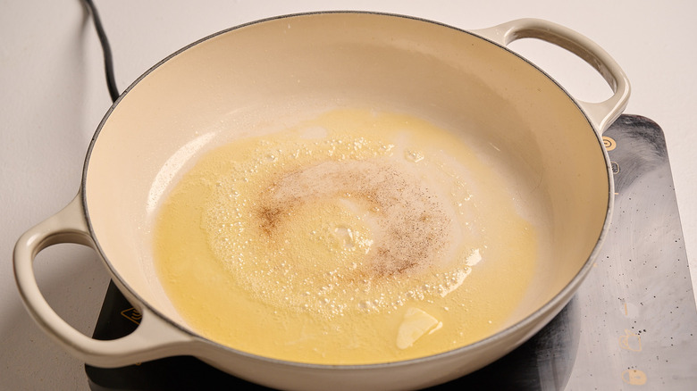 melting butter in a skillet