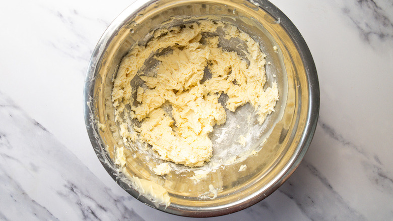 Buttercream in metal bowl