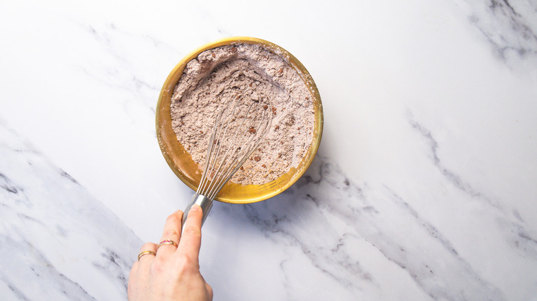 Dry chocolate mix in bowl