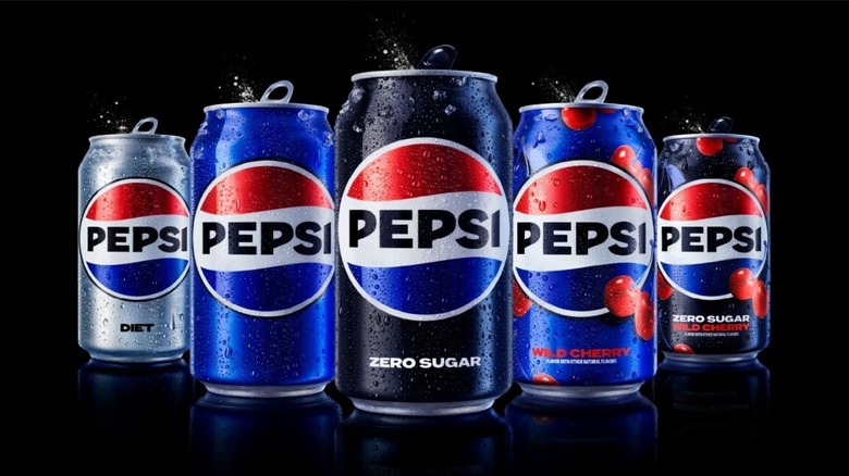 Cans with Pepsi's new logo