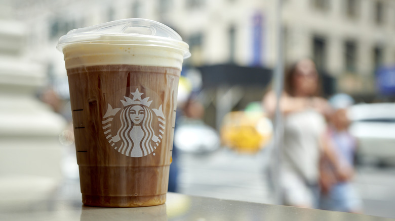 Close-up of Starbucks iced coffee