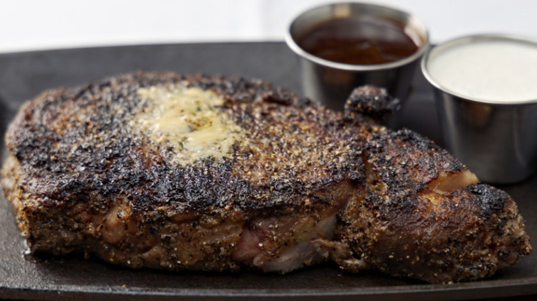 Prime rib on a plate at Perry's Steakhouse