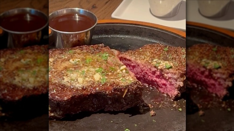 Prime rib on a plate at Perry's Steakhouse
