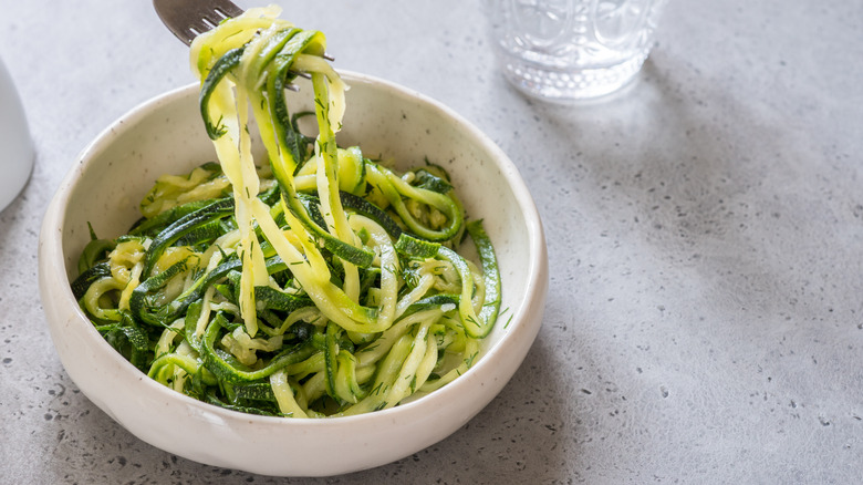 Pickled zucchini noodles with herbs
